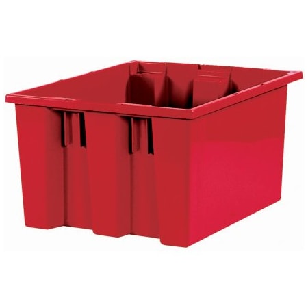 Stack & Nest Storage Container, 9 gal, 19-1/2 in L x 15-1/2 in W x 10 in H, Red, Polyethylene